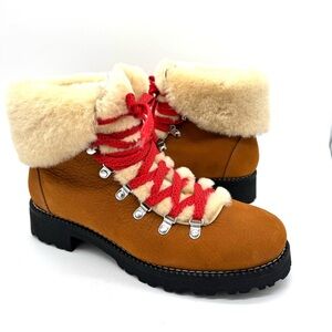 J.Crew Nordic Shearling Hiking Boots with Red laces Women’s Size 11